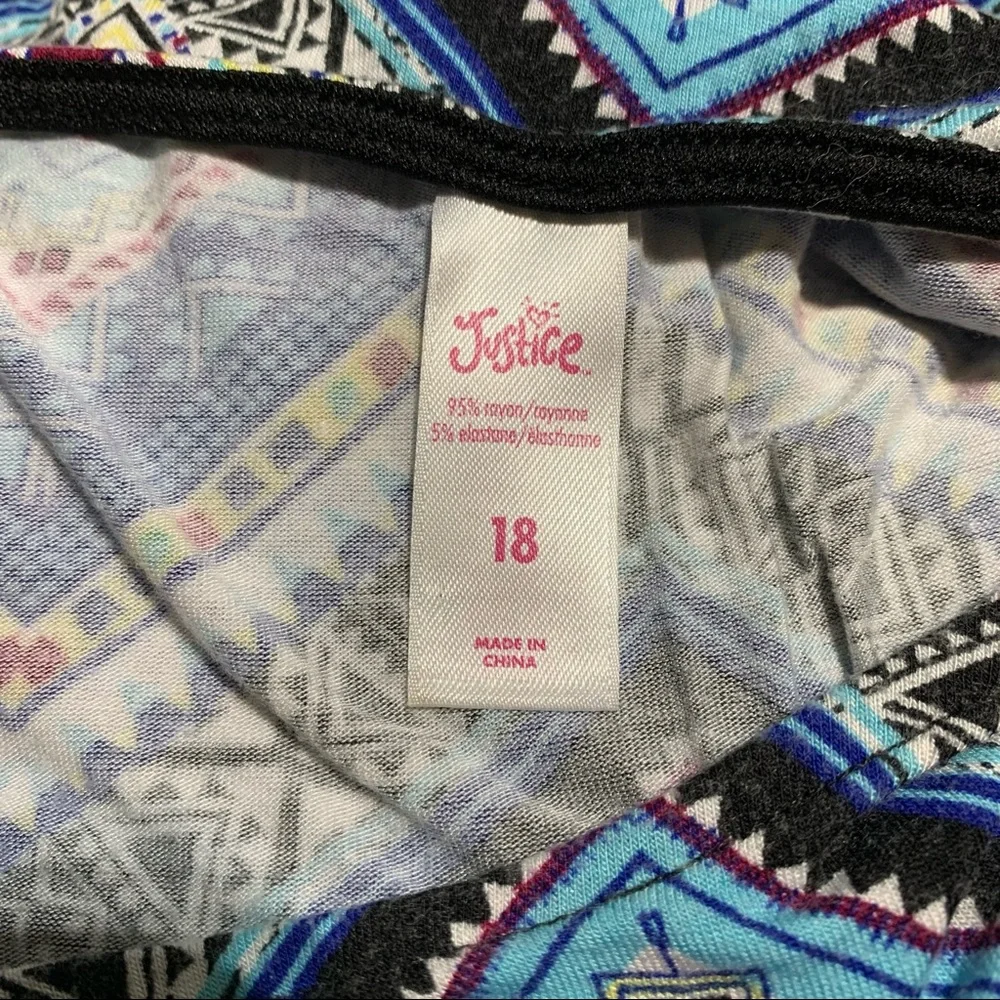 Justice chevron pattern blue & white cold stretchy soft shoulder dress size 18